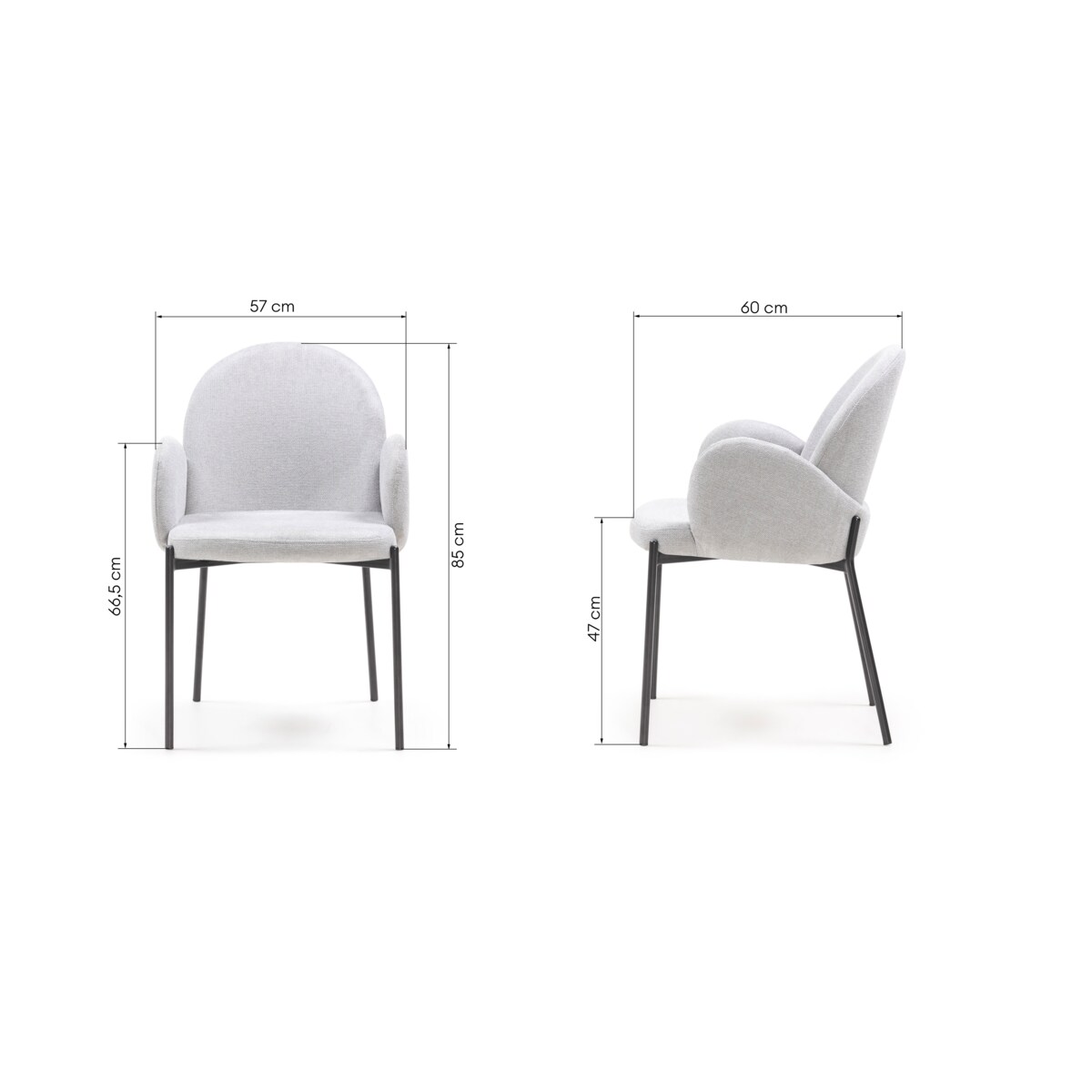 Krzesło tapicerowane szare metalowe nogi Holia