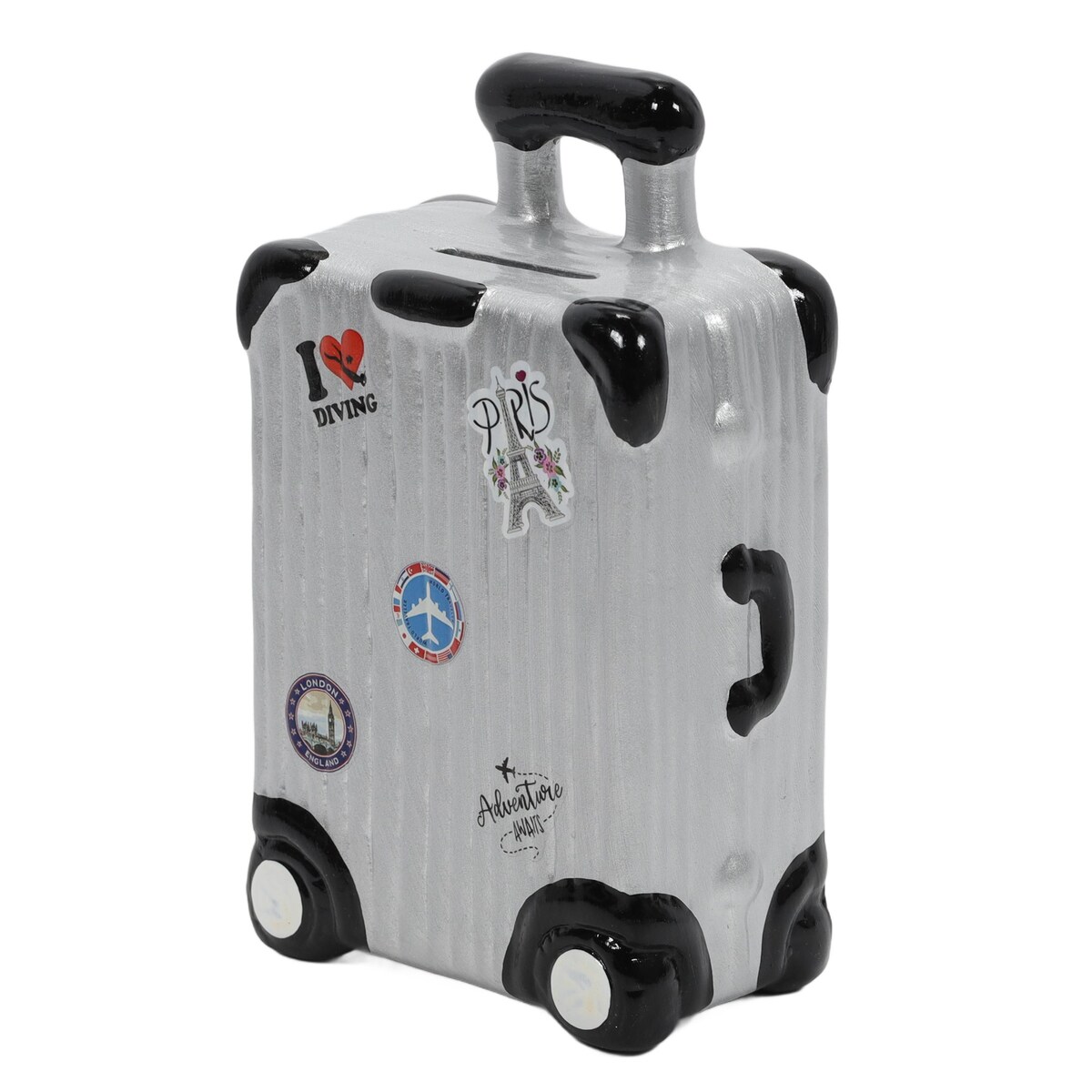 Kolorowa skarbonka ceramiczna z motywem podróży