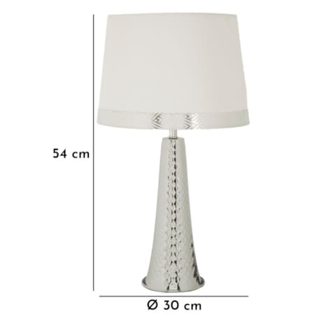 Lampa stołowa Tower, kolor srebrny i biały, żelazo i tkanina, 30 x 30 x 54 cm, 1 x E27, do salonu i sypialni, Mauro Ferretti