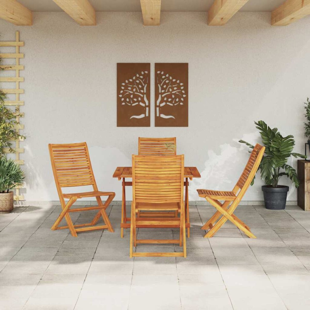 vidaXL Zestaw do jadalni w ogrodzie 5 pcs Brązowy lite drewno akacjowe
