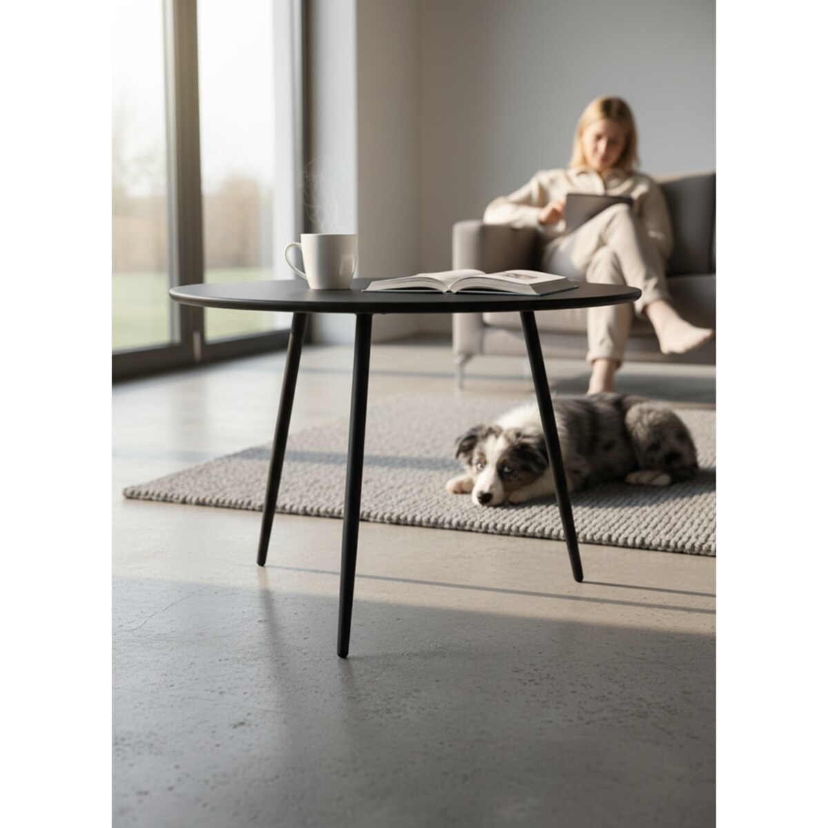 Stolik Kawowy Ogrodowy VIBE 60 Cm Stalowy 3 Nogi Szary