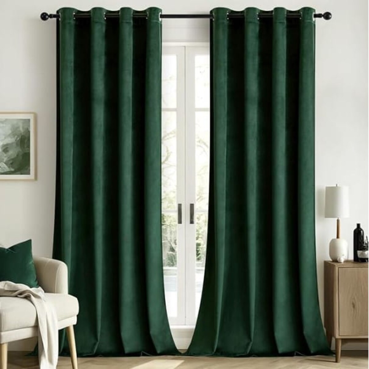 Zasłony welurowe butelkowa zieleń PRZELOTKA KÓŁKA 140x250