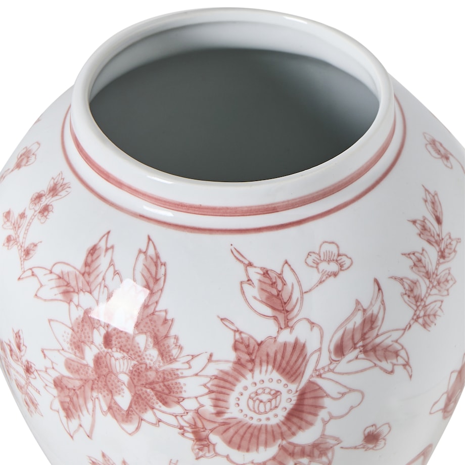 Wazon z pokrywką SEWILLA Porcelana 38 cm Czerwony/ biały