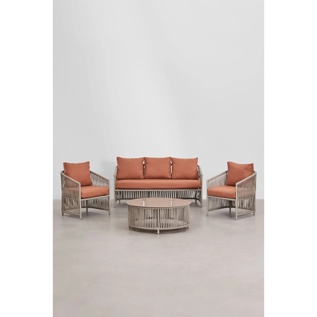 Zestaw ogrodowy: sofa, 2 fotele i stolik Sophie ceglasty