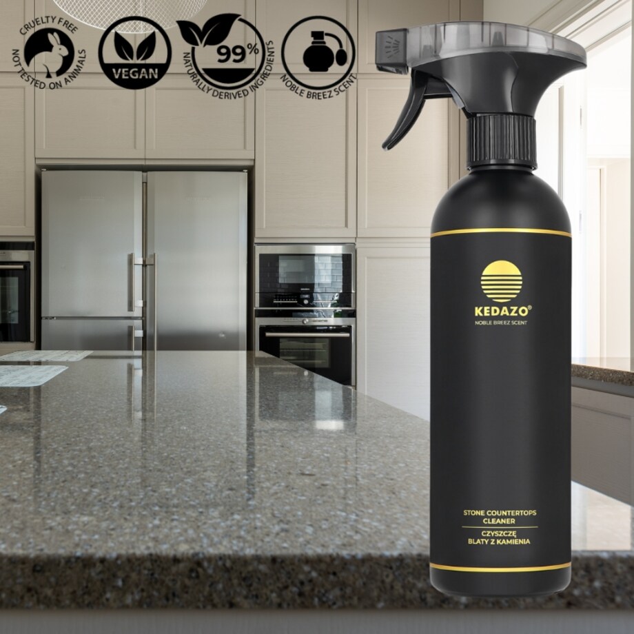 Płyn do czyszczenia marmuru, granitu, spieków i... -KEDAZO Stone Countertops Cleaner — zawsze bez smug, zawsze elegancko.