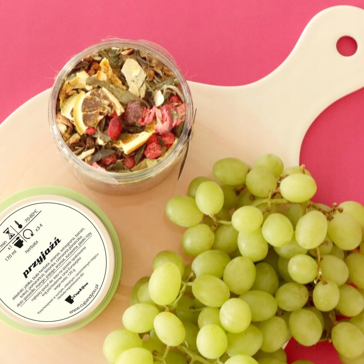 Herbata biała sypana PRZYJAŹŃ o smaku pomarańczy z limonką PREMIUM Cup&You - herbata liściasta sypana mieszanka napar susz - gotowa na prezent upominek