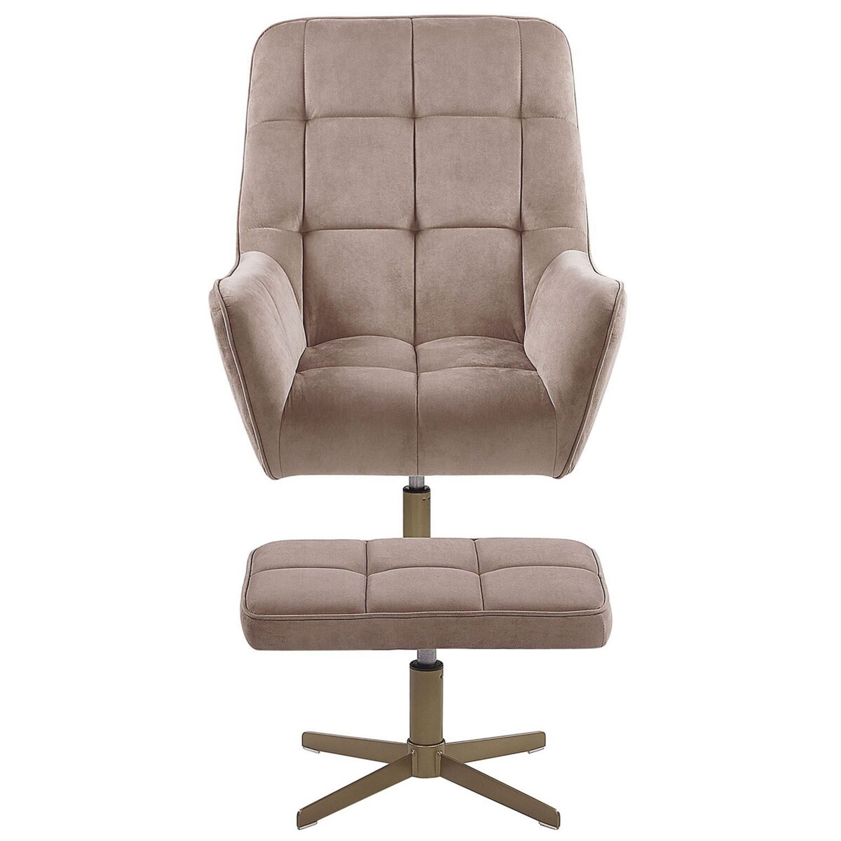 Fotel z podnóżkiem welurowy beżowy MOLLE