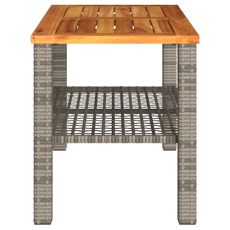 vidaXL Stolik ogrodowy, szary, 70x38x42 cm, polirattan i akacja