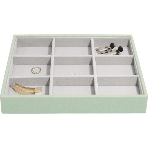 Szkatułka na biżuterię Stackers 9 komorowa classic zieleń szałwiowa