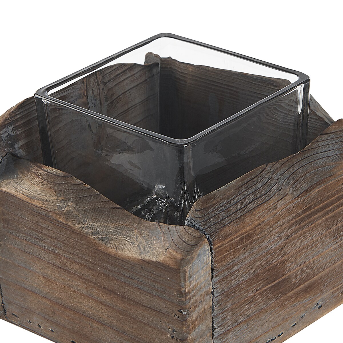 Zestaw 2 świeczników PLATEROS Drewno jodłowe 15/12 cm Ciemnobrązowy