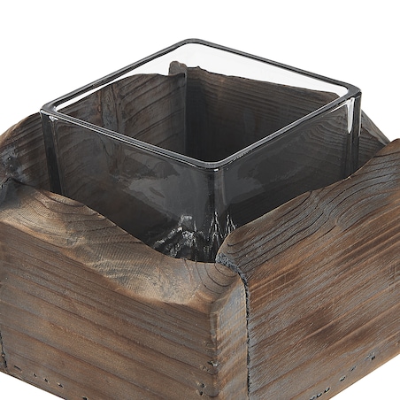Zestaw 2 świeczników PLATEROS Drewno jodłowe 15/12 cm Ciemnobrązowy