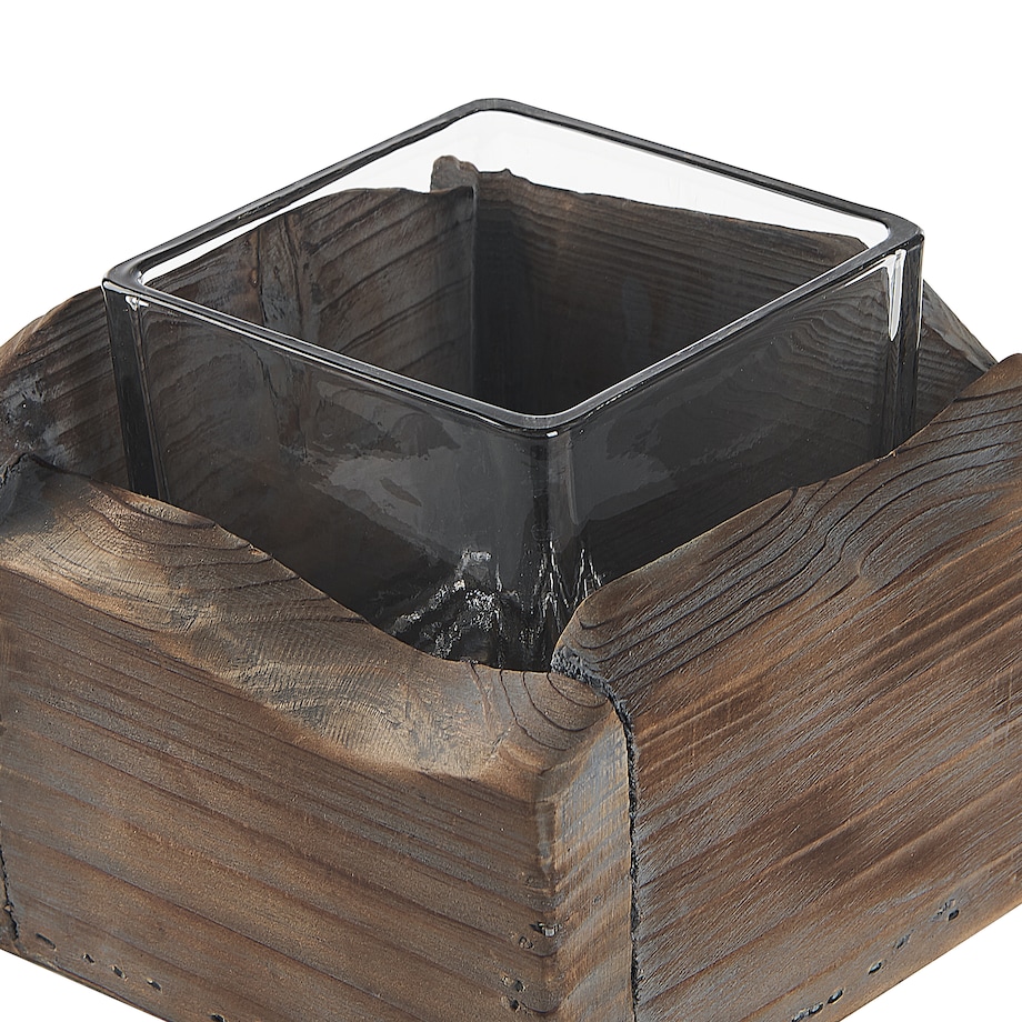 Zestaw 2 świeczników PLATEROS Drewno jodłowe 15/12 cm Ciemnobrązowy