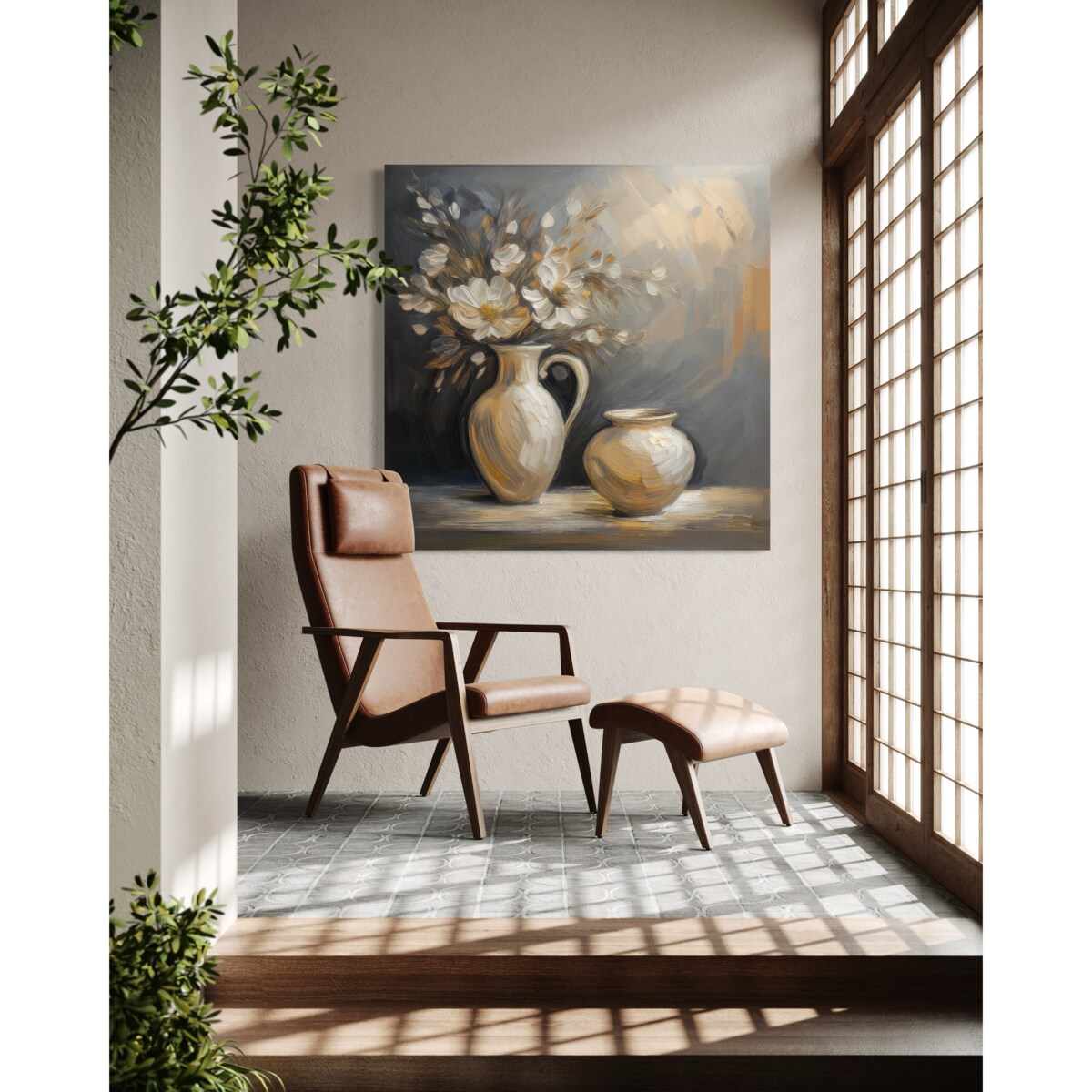 Obraz do salonu kuchni jadalni Martwa Natura Kwiaty w wazonie w stylu retro 60x60