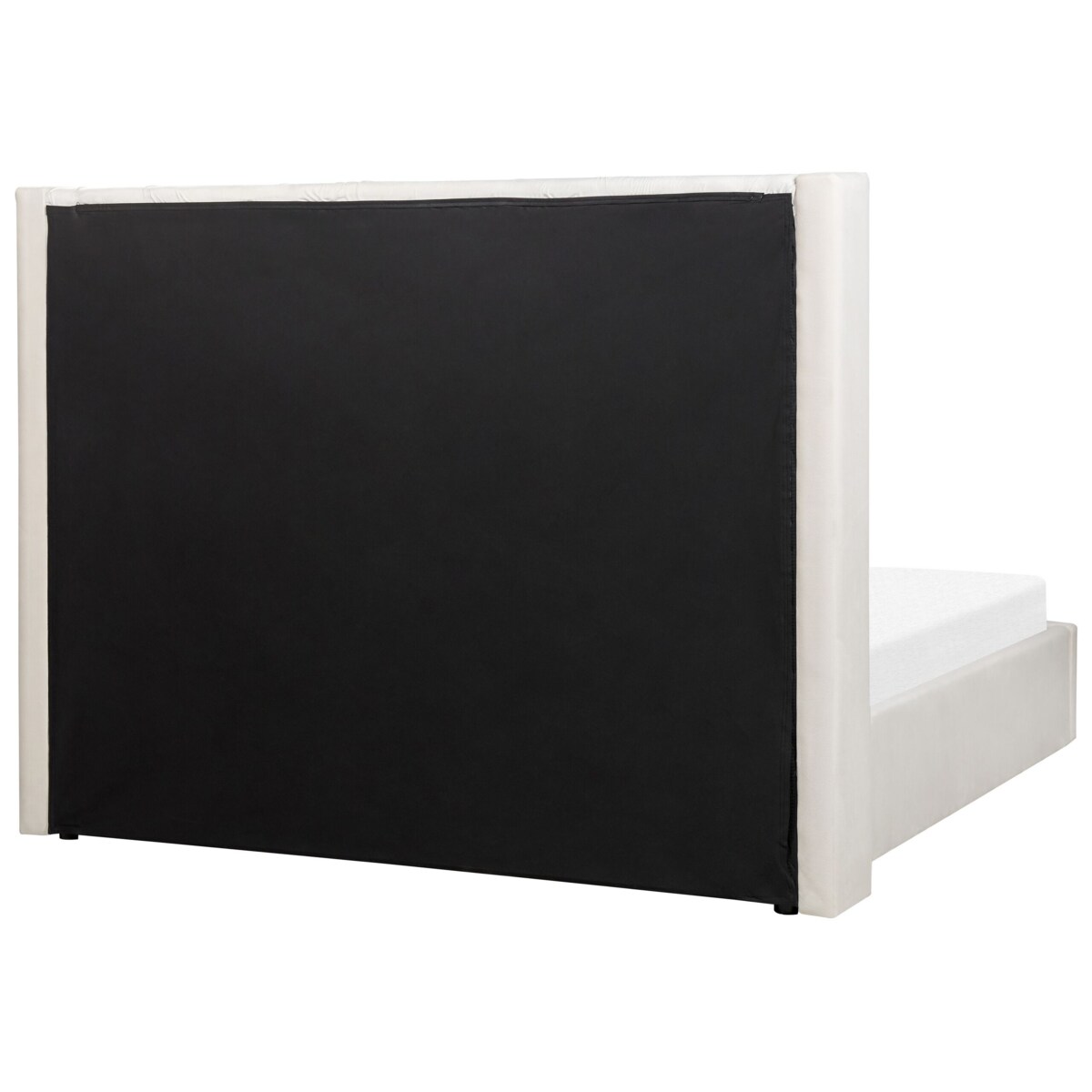 Łóżko z pojemnikiem Welur LUBBON 160 x 200 cm Złamana biel
