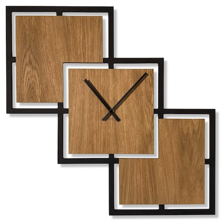 Zegar ścienny Triple 58cm czarny drewniany