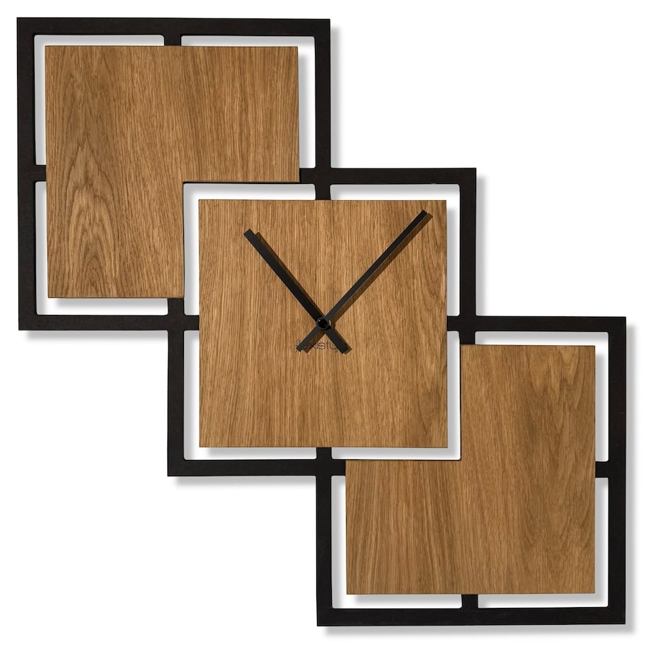 Zegar ścienny Triple 58cm czarny drewniany