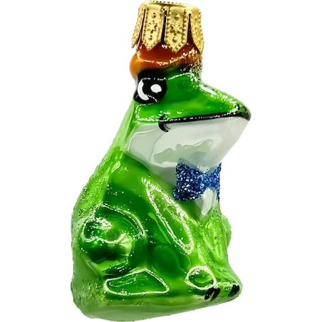 Bombka choinkowa: Żaba z koroną i muszką