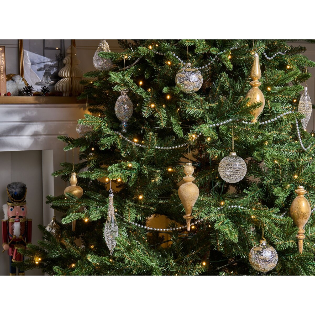 Zestaw 25 bombek ICICLE Szkło Przezroczysty/ złoty