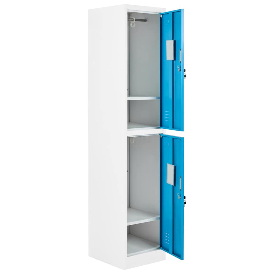 Szafa socjalna ubraniowa dwupoziomowa ATHLETE Metal Biały/ niebieski