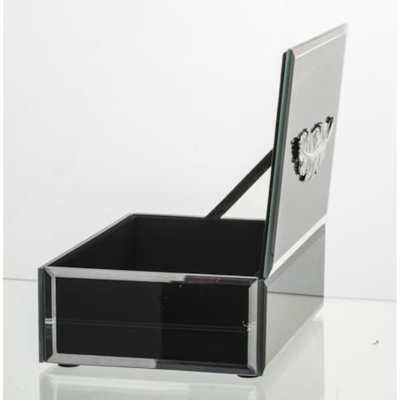 Szkatułka szklana na biżuterię 16x12x6 cm Srebrny Liść