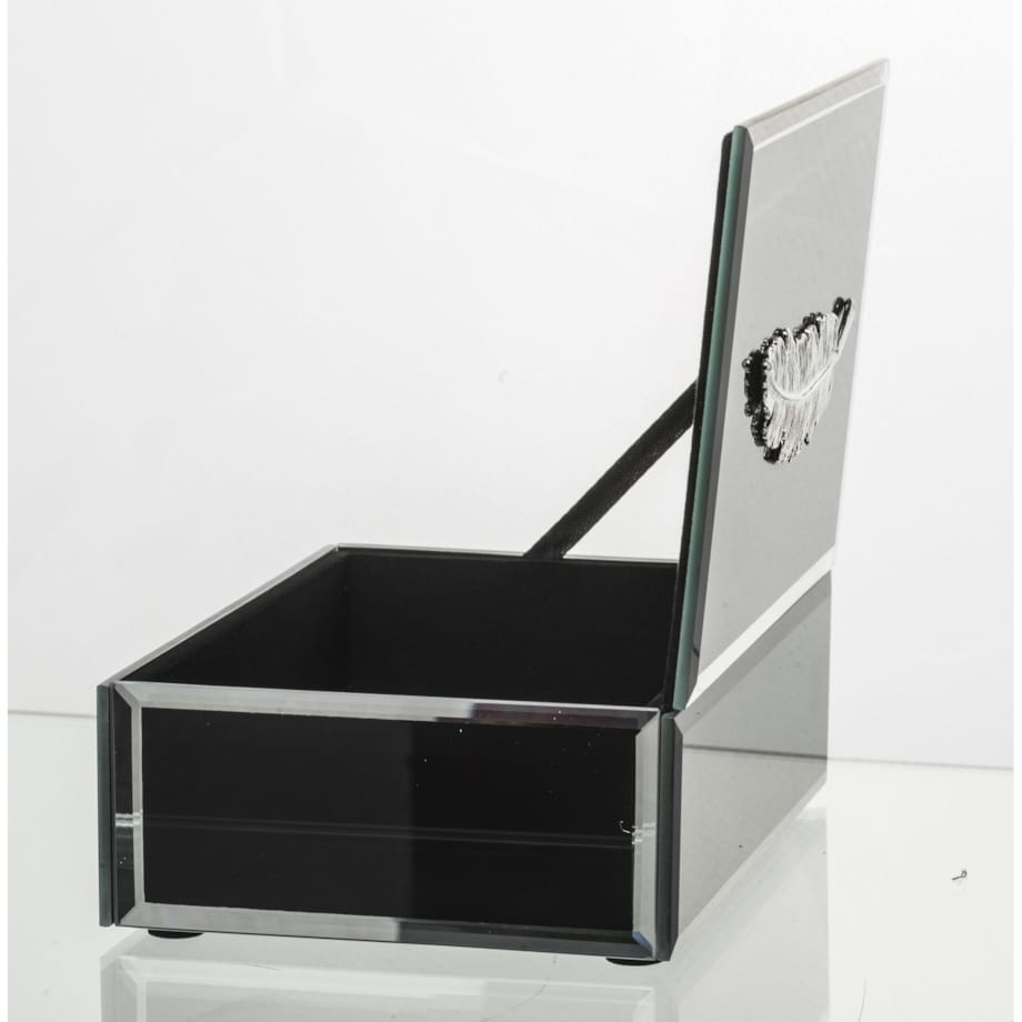 Szkatułka szklana na biżuterię 16x12x6 cm Srebrny Liść