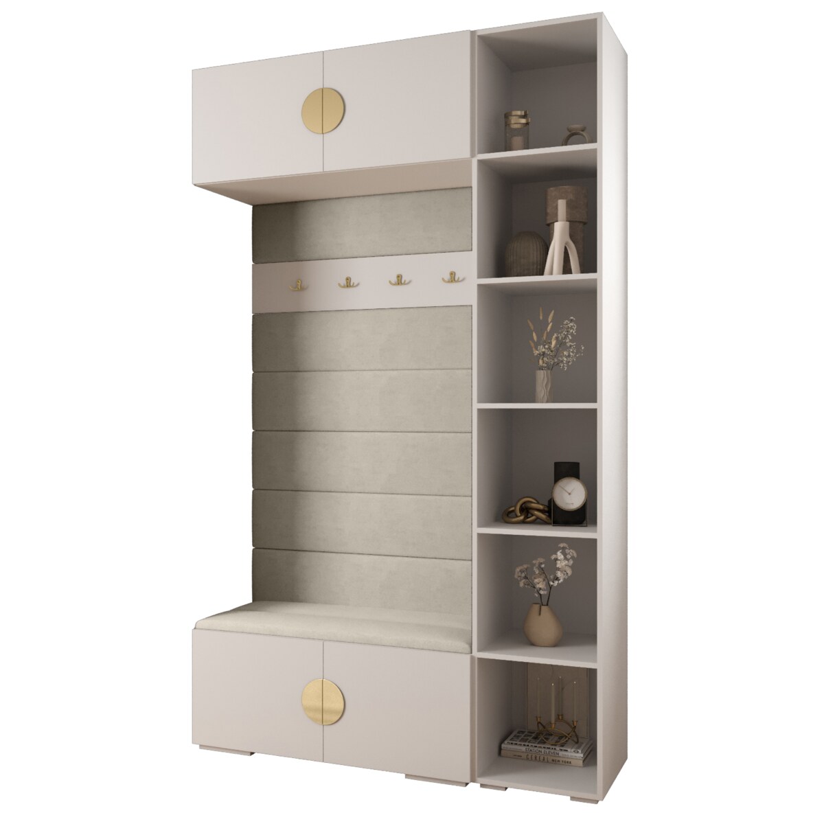 Garderoba do przedpokoju INOVA 4 Z20 biały+złoty+manila02