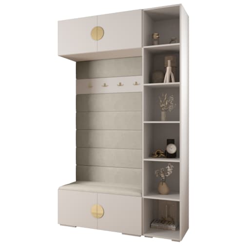 Garderoba do przedpokoju INOVA 4 Z20 biały+złoty+manila02