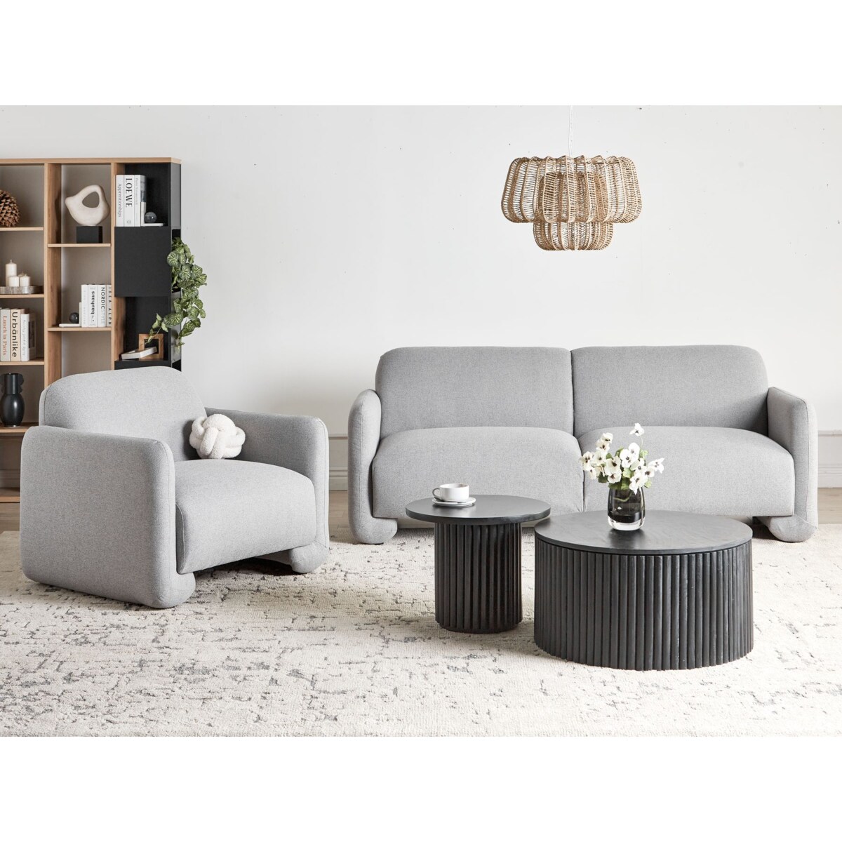 Komplet wypoczynkowy 4-osobowy szary SALAND