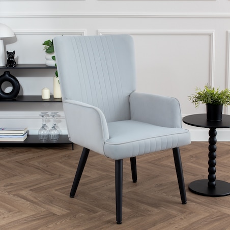 Fotel uszak do salonu wypoczynkowy welurowy tapicerowany jasnoszary
