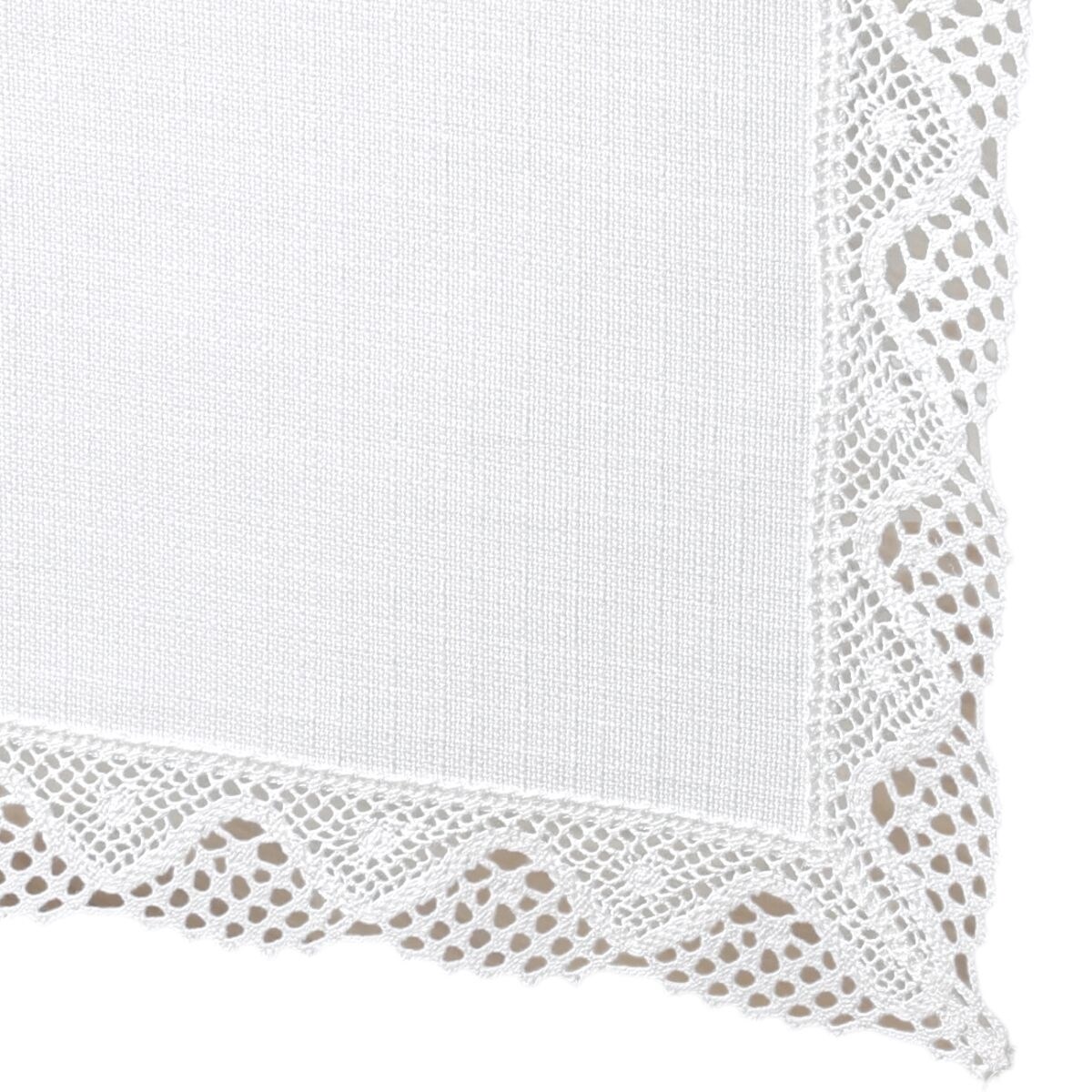 Bieżnik plamoodporny P130 biały z koronką K205 białą - 40x220 cm - biały