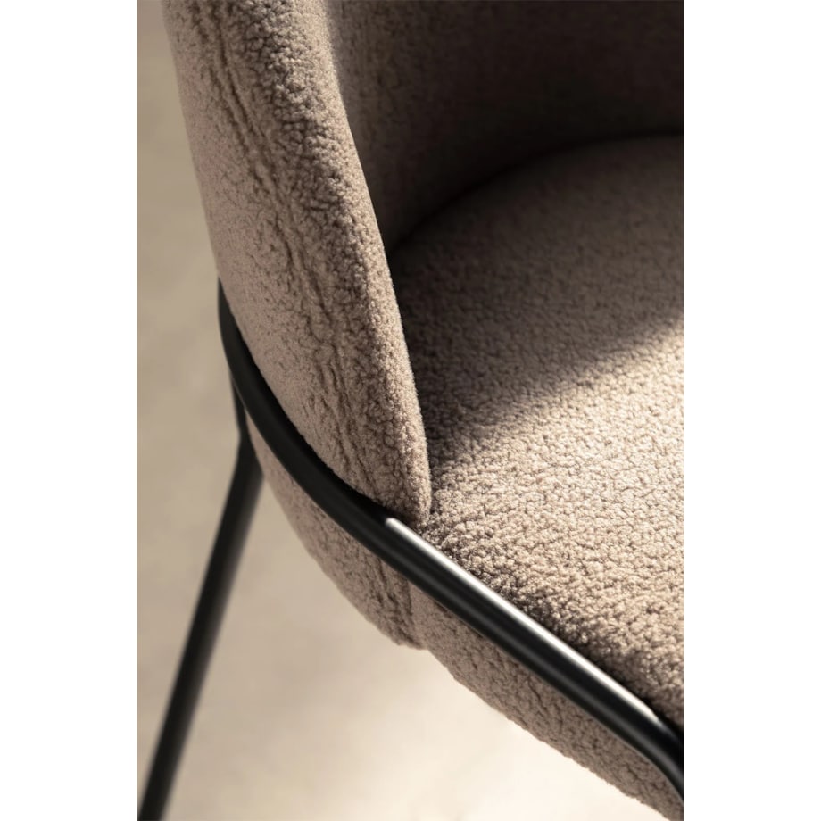 Krzesło na metalowej podstawie, boucleé, kawa z mlekiem, Grolet