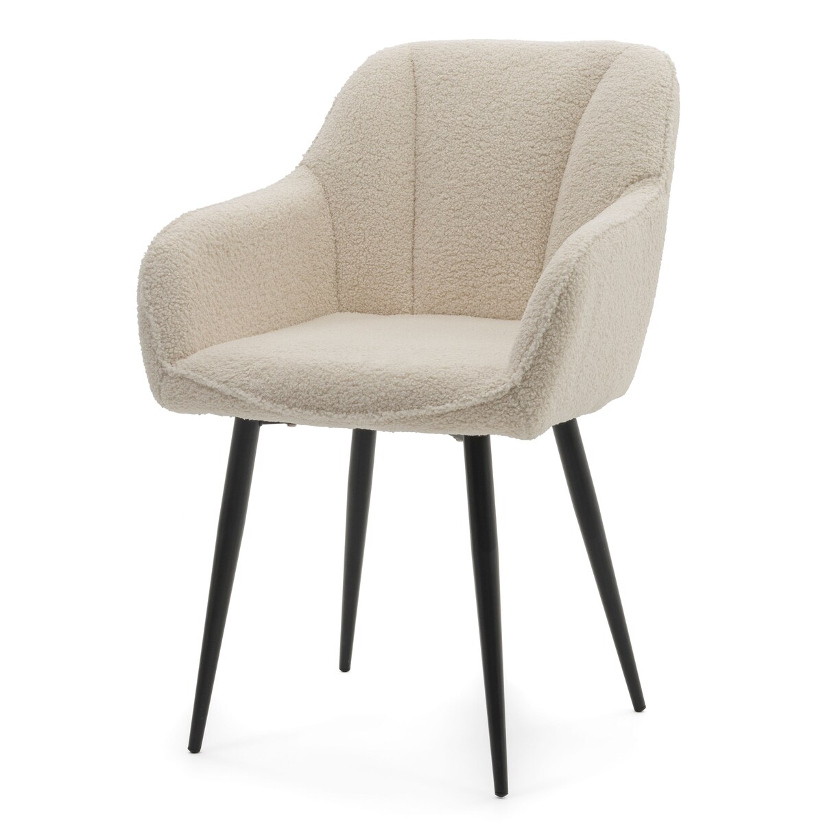 Krzesło tapicerowane welurowe LAGO boucle teddy ecru