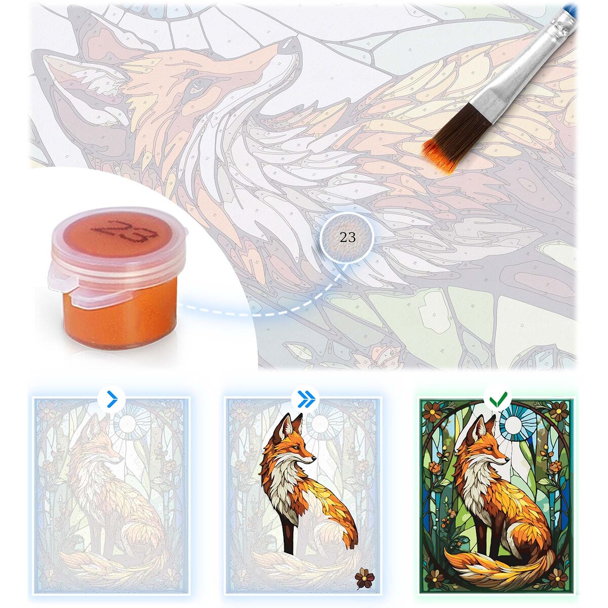 Malowanie po numerach obraz z ramą 40x50 Lisek 2 Massido