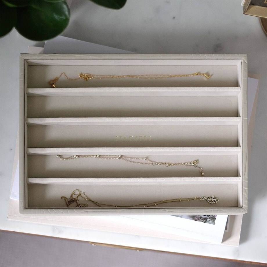 Szkatułka na biżuterię Stackers Croc pięciokomorowa classic putty