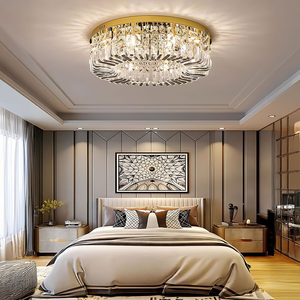 Lampa Sufitowa App1728-6C 50Cm Złoty, Szkło