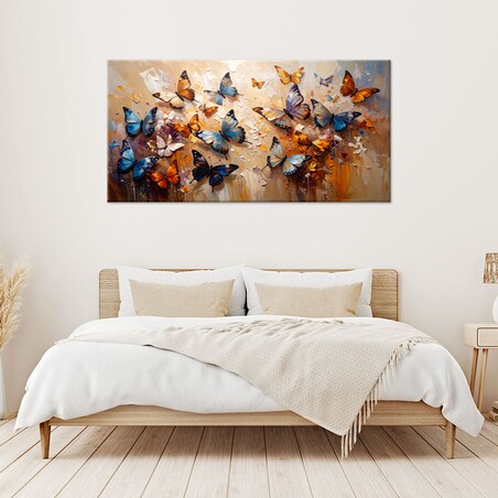 Obraz canvas do salonu jadalni kuchni, Kolorowe Motyle 100x50
