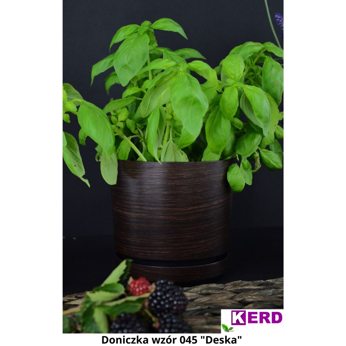 32 cm wzór DESKA * Doniczka z podstawką imitacja panelu wengedębowej deski styl naturalny drewnopodobna dużą donica