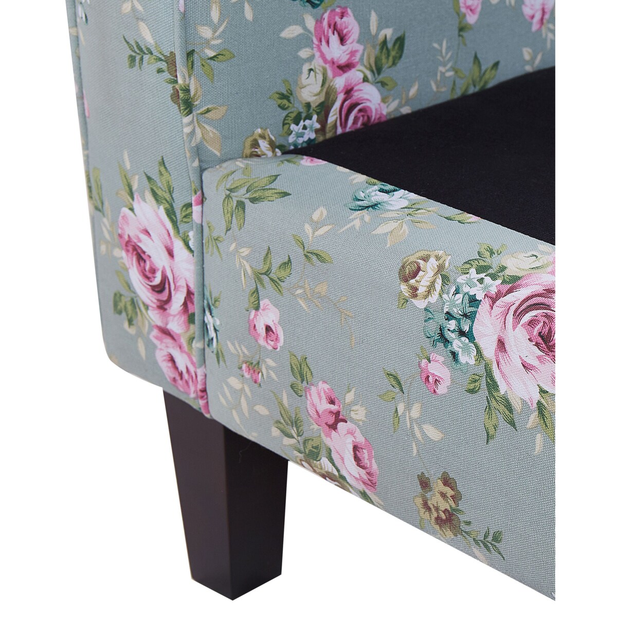 Fotel uszak z podnóżkiem w kwiaty zielony HAMAR