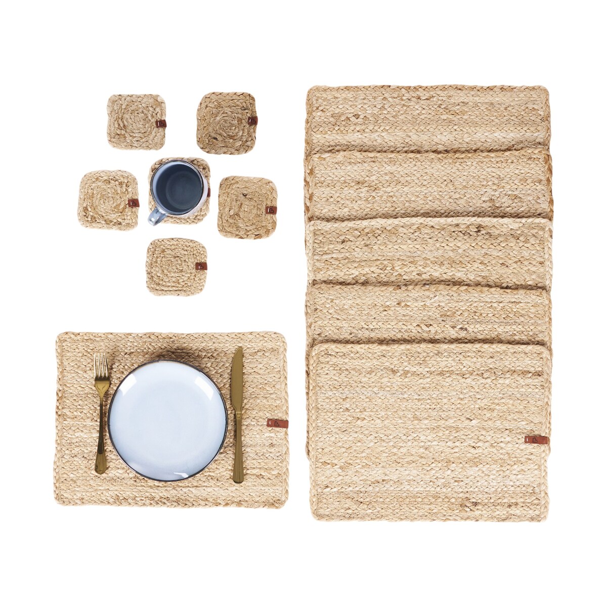Zestaw 12 podkładek na stół QUANDONG Naturalny Juta