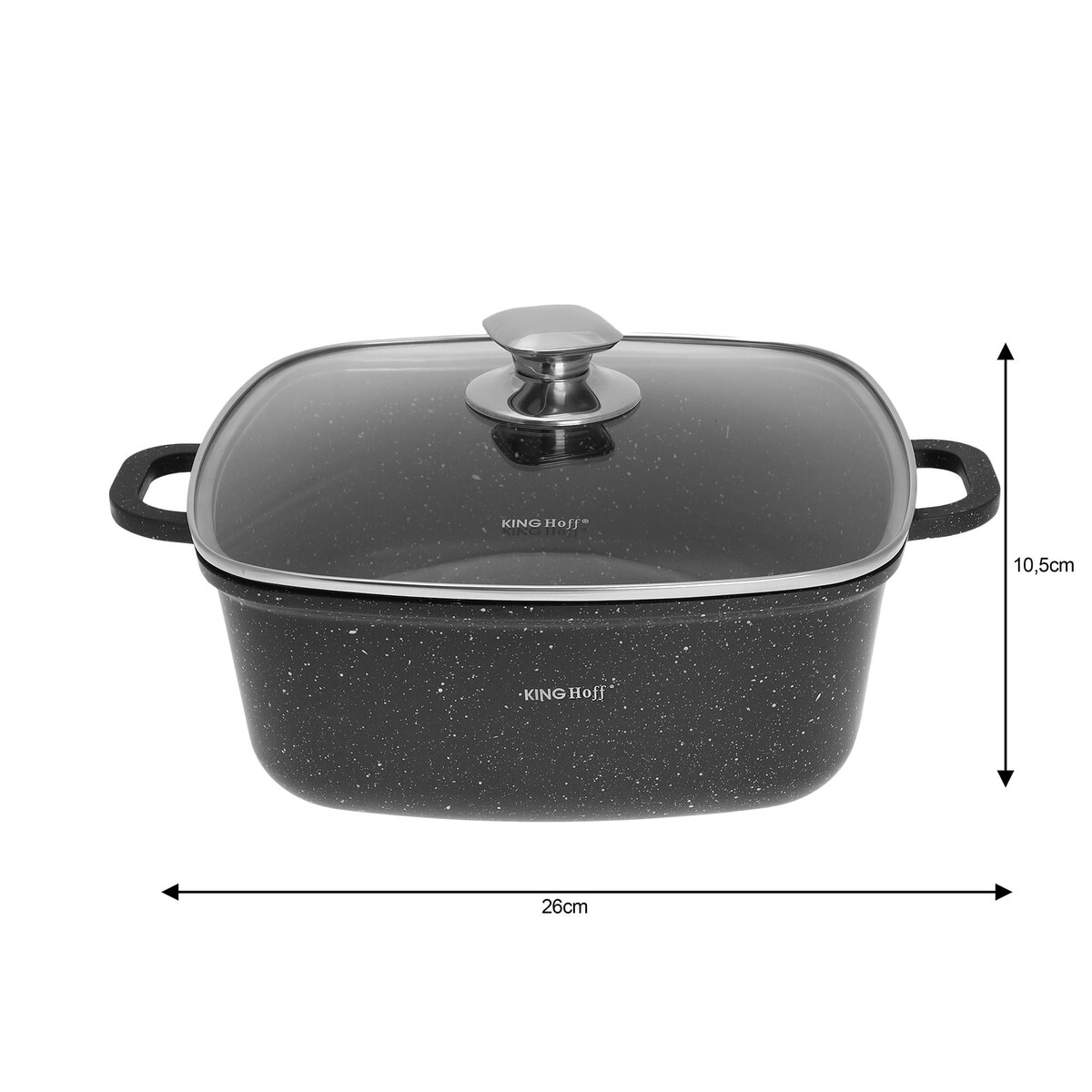 Garnek kwadratowy Z powłoką marmurową 5.5L 26cm indukcja gaz KINGHOFF