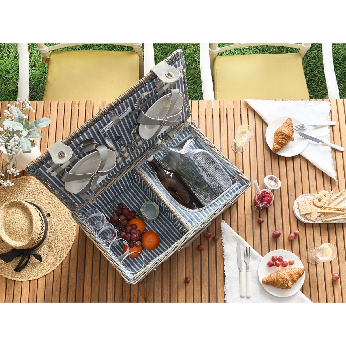 Kosz piknikowy FIGUE Plecionka Szary