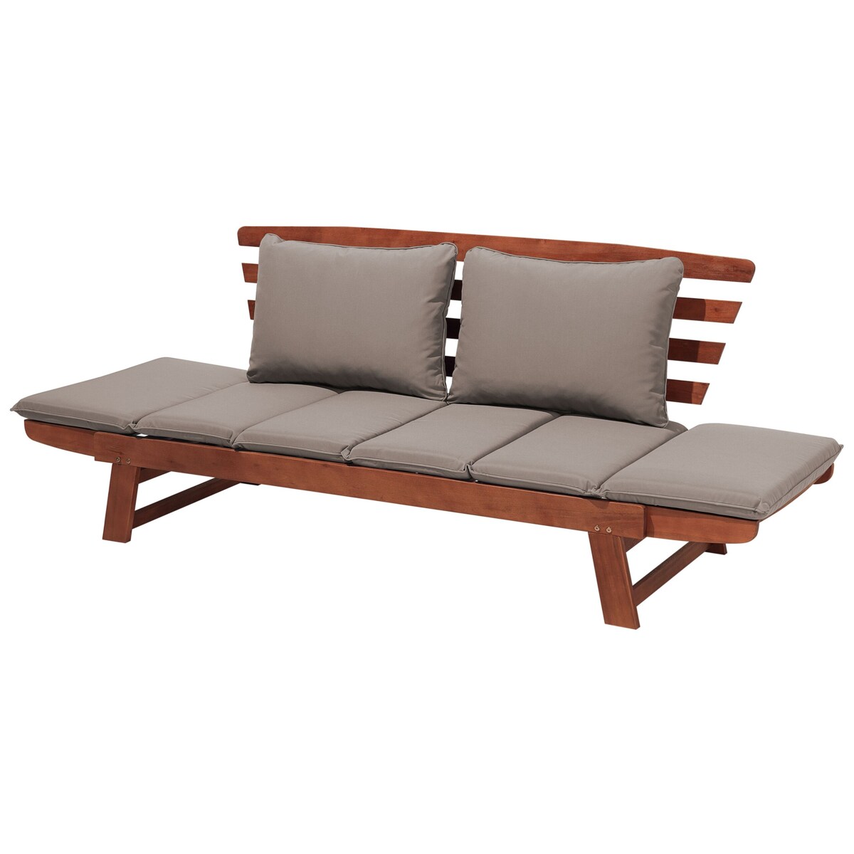 Sofa ogrodowa drewniana 165/210 cm ciemna z regulowanymi podłokietnikami PORTICI