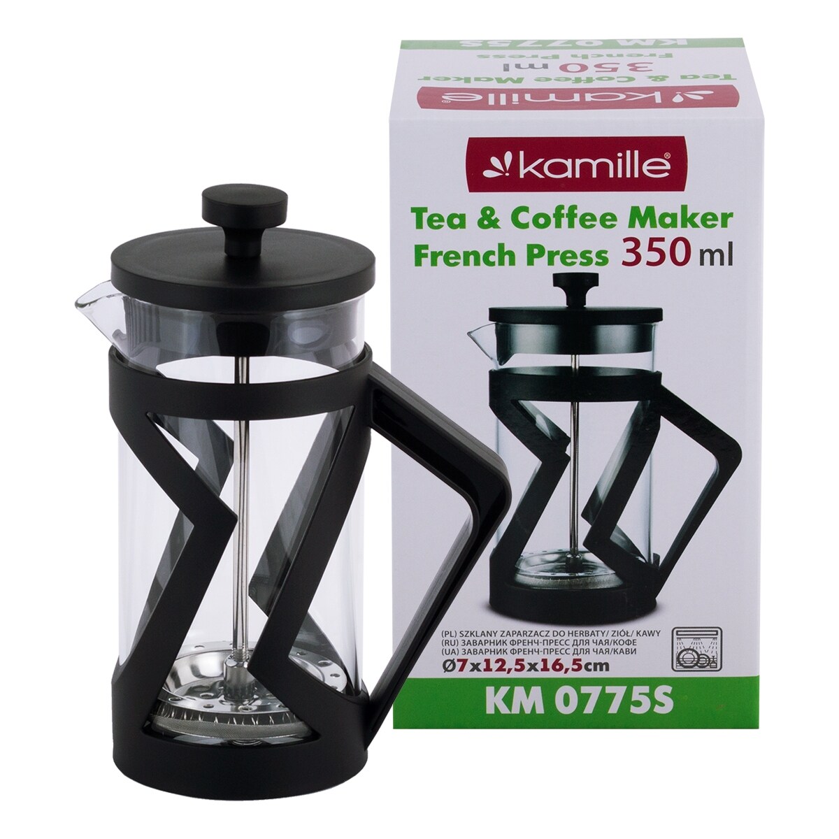 Zaparzacz szklany french press do herbaty kawy 350ml KAMILLE