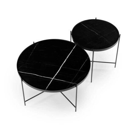 Zestaw 2 stolików kawowych JULIETA czarny marmur