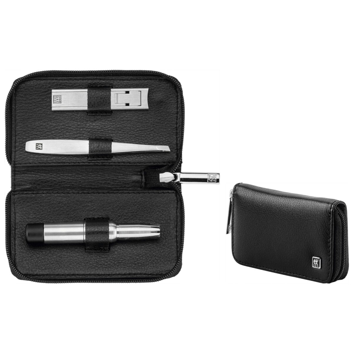 Zestaw podróżny Zwilling Twinox – czarne, skórzane etui, 3 elementy - Czarny