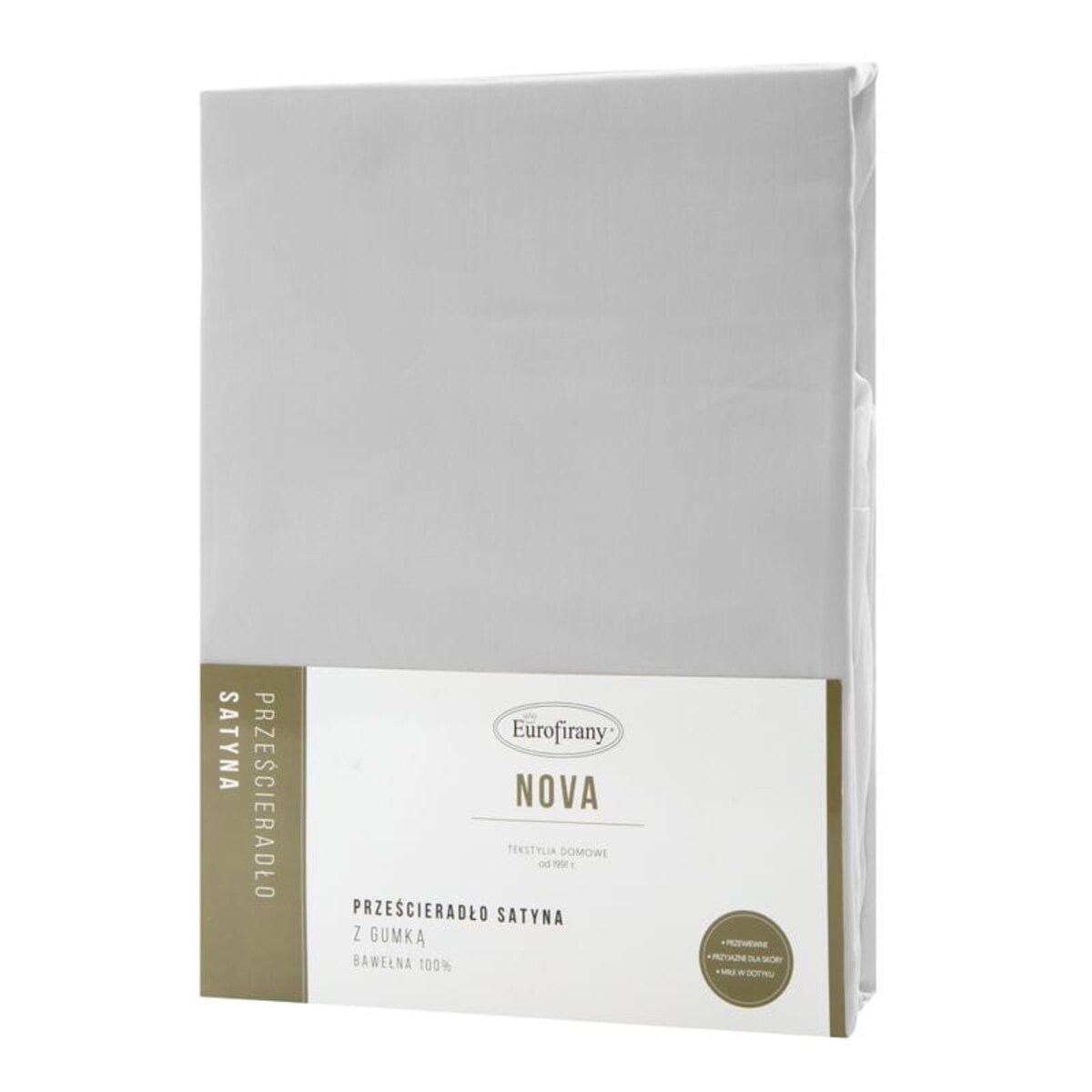 Tradycyjne Prześcieradło z Gumką Satynowe 160 x 200 Jasnoszare na materac