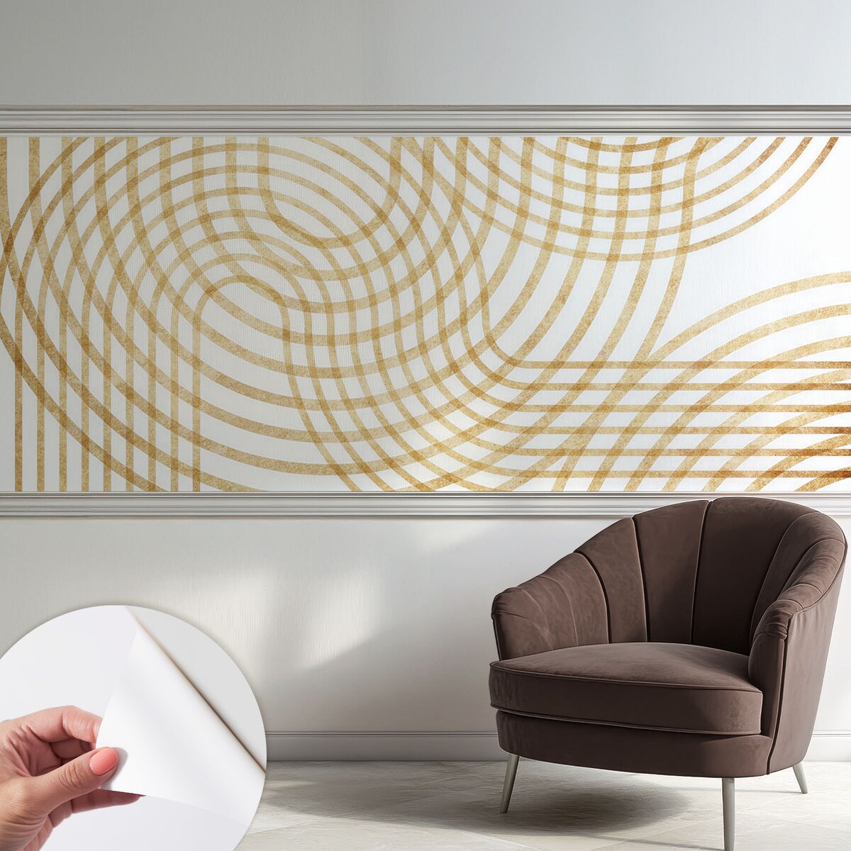 Fototapeta samoprzylepna 250x104 cm - Geometryczne sploty, tapeta ścienna biała