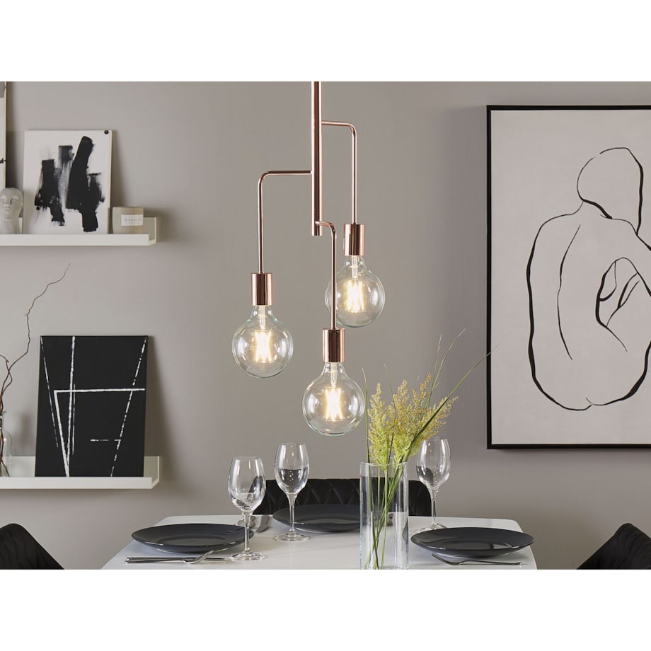 Lampa wisząca 3-punktowa metalowa miedziana BOGNA