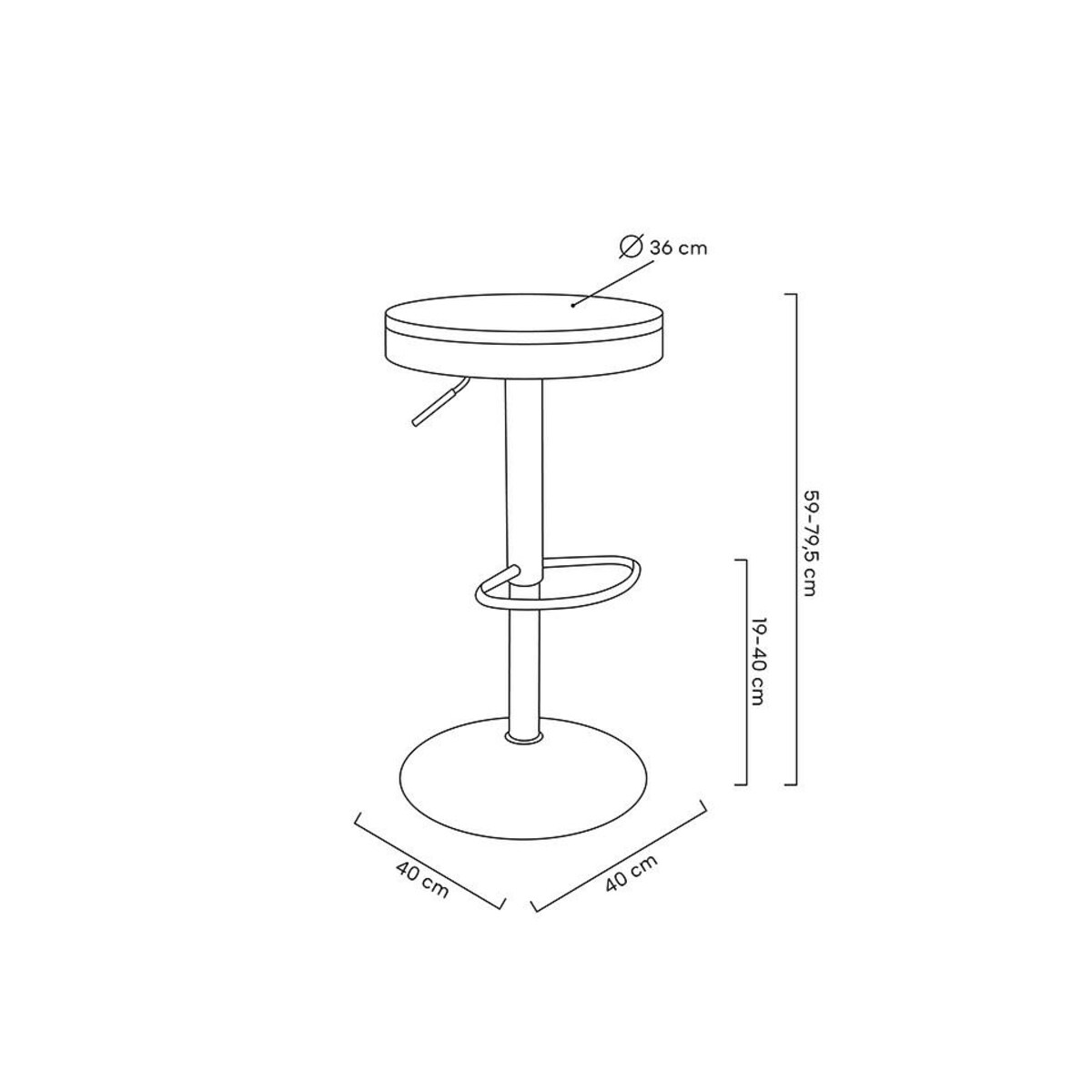 Stołek okrągły Volt KH010100953 z regulacją czarny drewniany