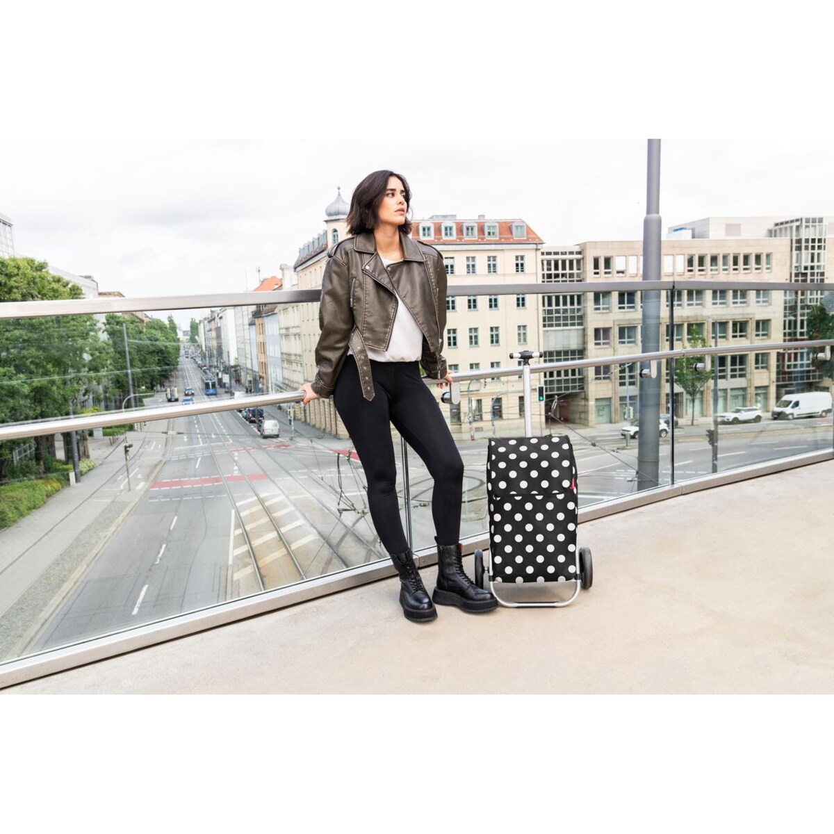 Wózek SHOPPING TROLLEY, dots white